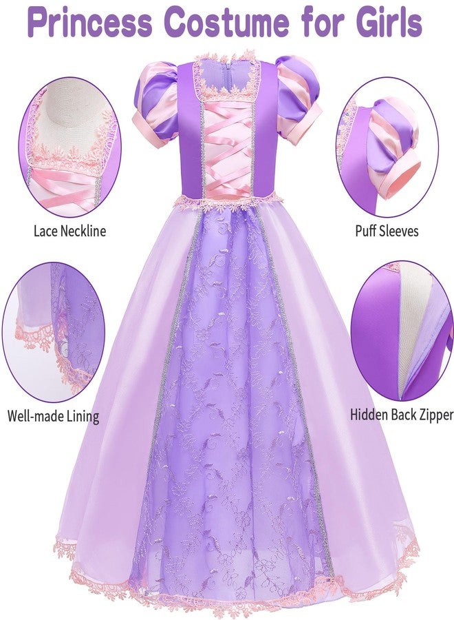 G.C Girls Princess Dress Costume with Wig Toddler Princess Dress Up Clothes Kids Crown Wand Halloween Cosplay Birthday Gifts - Image 3
